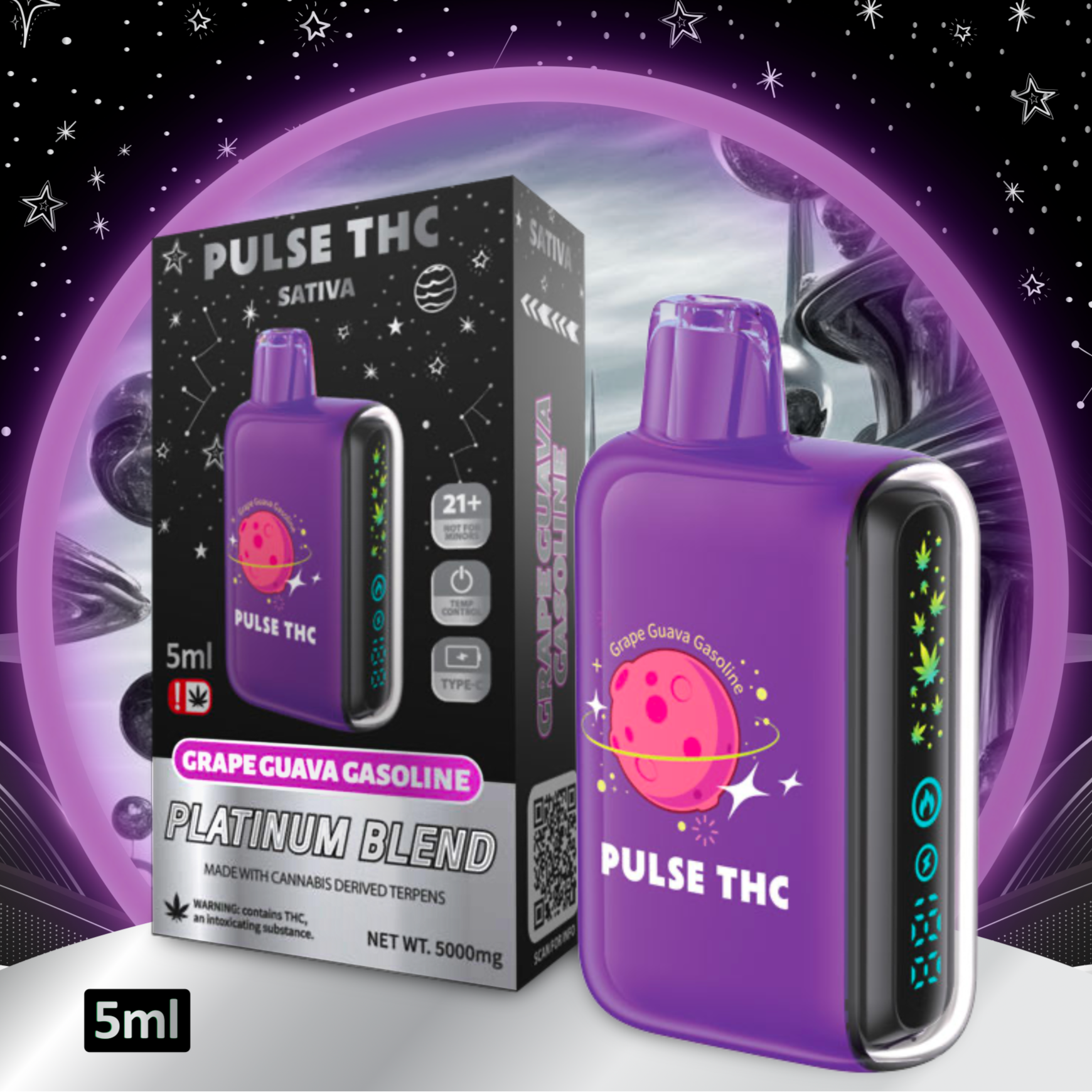 Pulse THC Platinum Blend - GRAPE GUAVA GASOLINE - Sativa